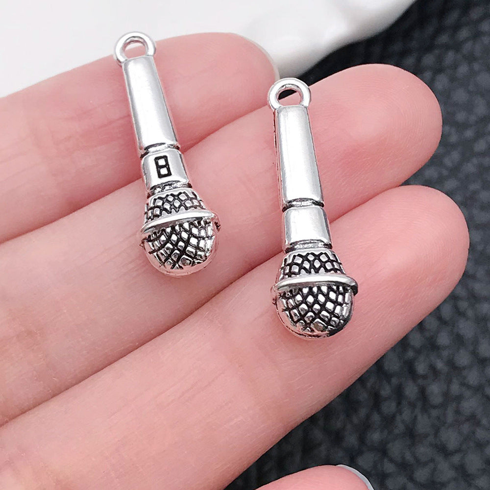 Wholesale Antique Silver Violin Guitar Saxophone Instrument Notes Creative DIY Necklace Bracelet Pendant